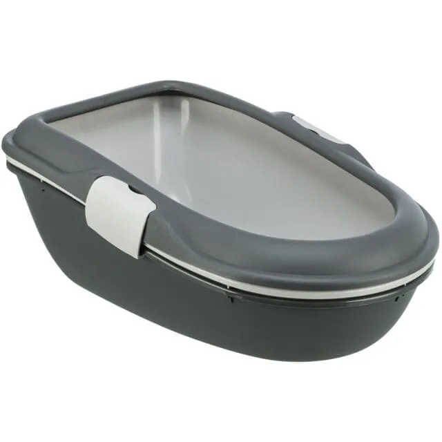 Katzentoilette Berto, mit Rand, Trennsystem, 39 × 22 × 59 cm, dunkelgrau/hellgra